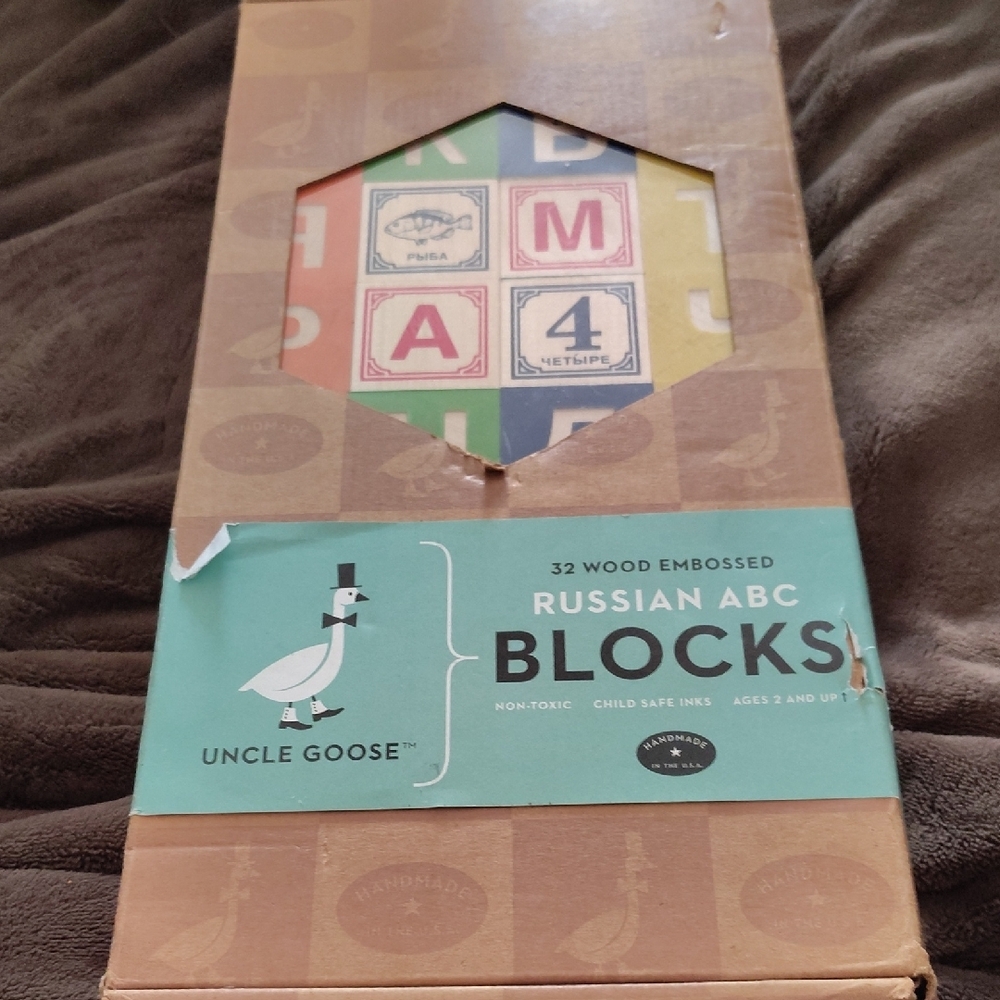 Kids Russian Blocks 32 Wooden Blocks ABC Building Blocks for Creative Play